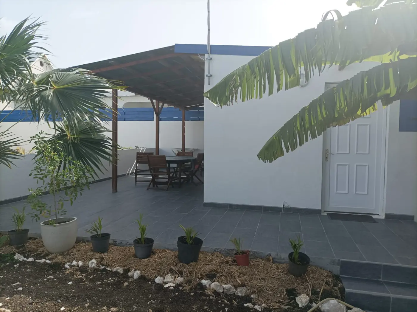 Pergola, entrée et jardin du logement